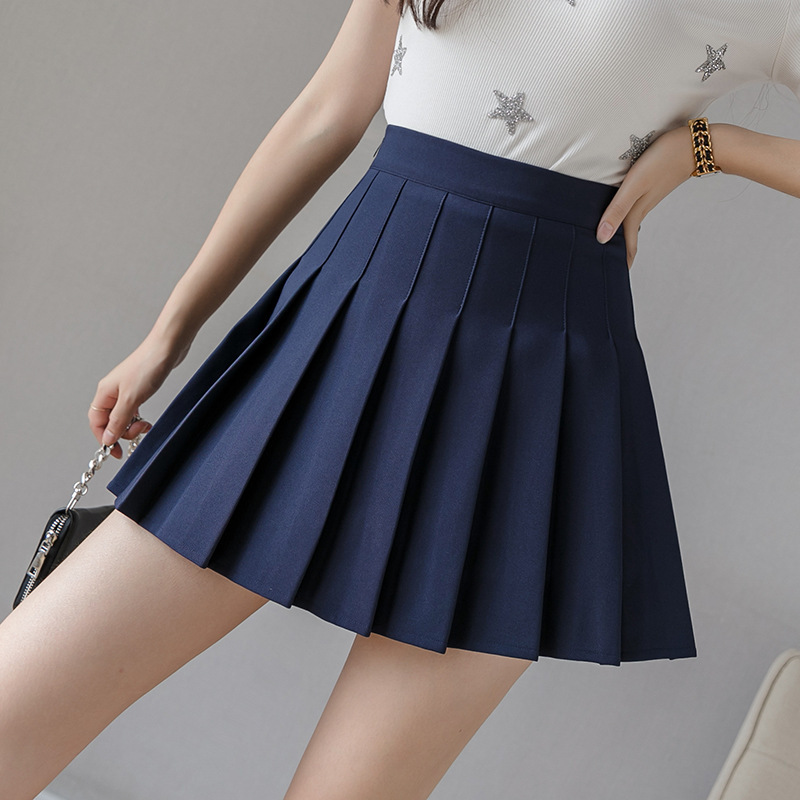 Pleated Skirt Skirt Female Summer JK White 2024 New Korean Style High Waist Skirt Female Autumn and Winter plus Size Solid Skirt