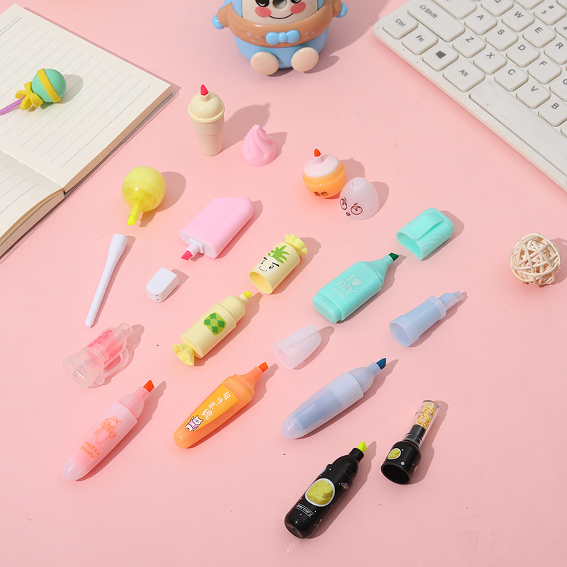 Highlighter mini pill Highlighter color drawing Emphasis pen Marker pen Doodle pen Color pen 6-color set Specification drawing