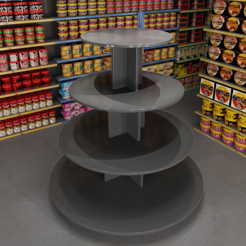 圆形展示台木质中岛柜礼品展示桌超市零食货架堆头鞋架展示架