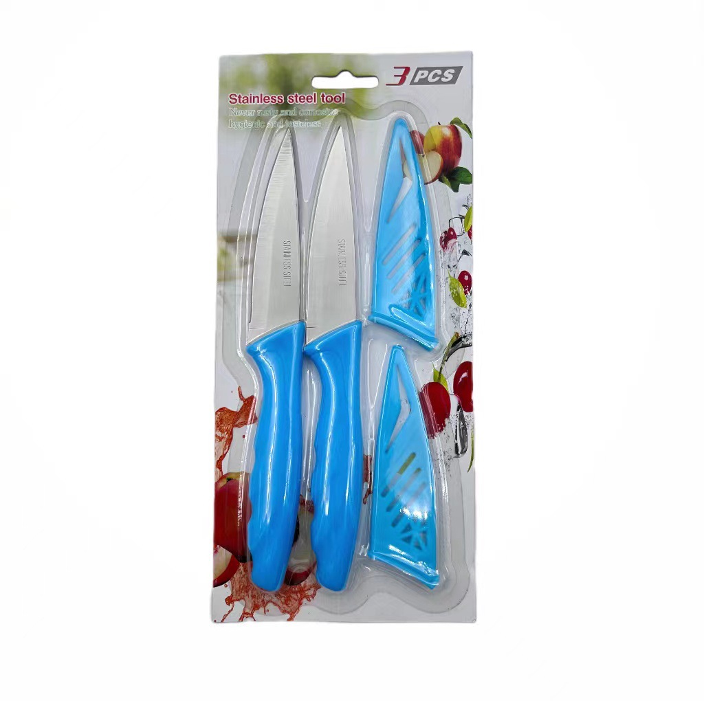 Spot Supply 2Pc Set Knife Household Stainless Steel Plastic Handle Fruit Knife Set Li Kou Knife Fruit Knife