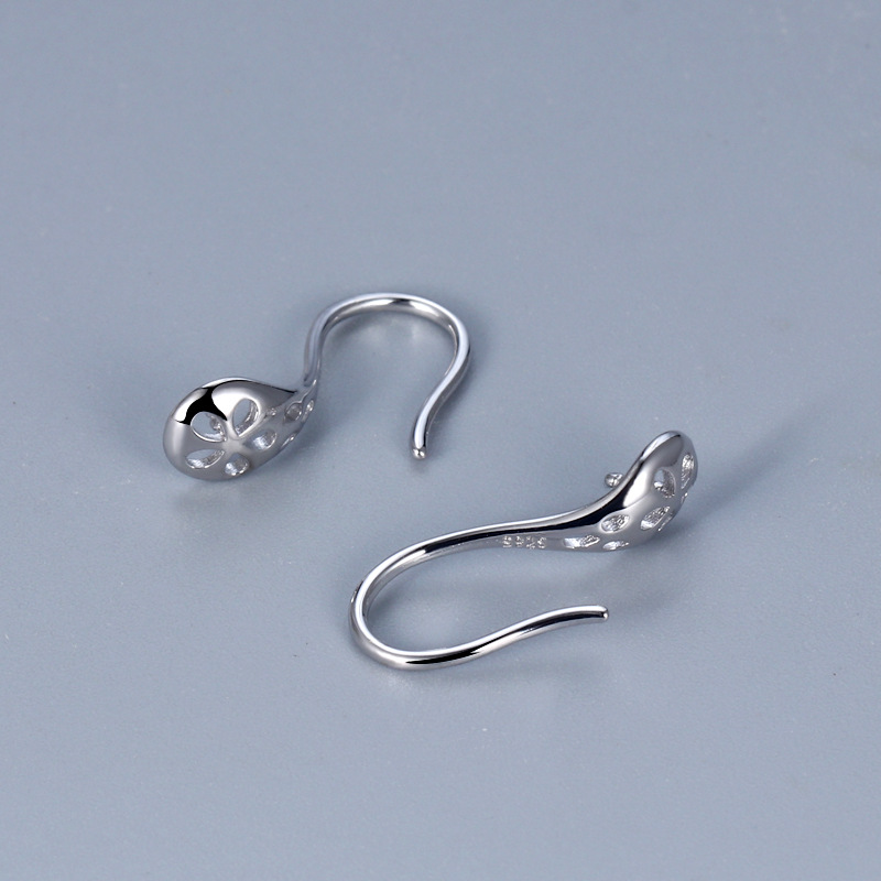 DIY Accessories S925 Sterling Silver Freshwater Pearl Simplicity Design High Heels Hollow out Ear Hook Three-Dimensional Earrings Eardrop Frame Women