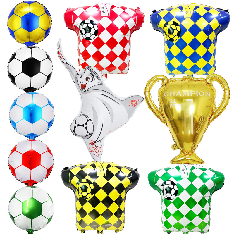 Qatar World Cup Special-Shaped Jersey Aluminum Film Balloon Football Theme Games Scene Atmosphere Decorative Balloon