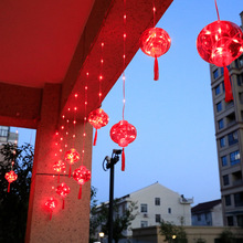 春节喜庆LED皮线窗帘灯新年装饰阳台门口挂灯过年装饰红灯笼灯串