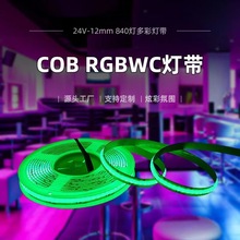 840灯低压24V五合一RGBCW五色COB智能调控变色灯带 RGBCCT彩色灯