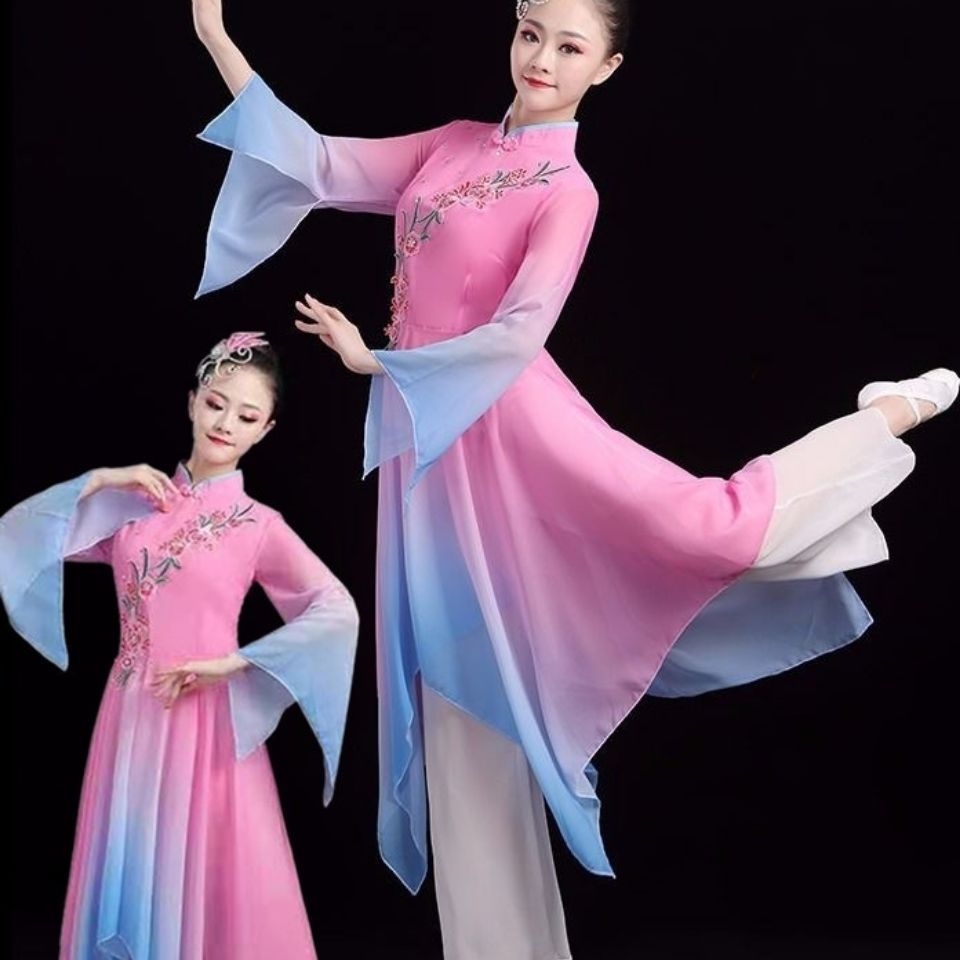 舞蹈服装秧歌服古典舞演出服女飘逸中国风江南独舞现代表演服扇子舞蹈