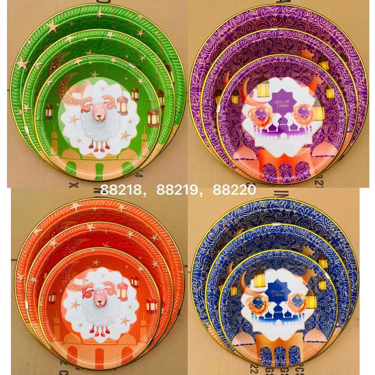 new round fruit plate direct package golden edge fruit plate wholesale multi-pattern flower paper plate rs-4955