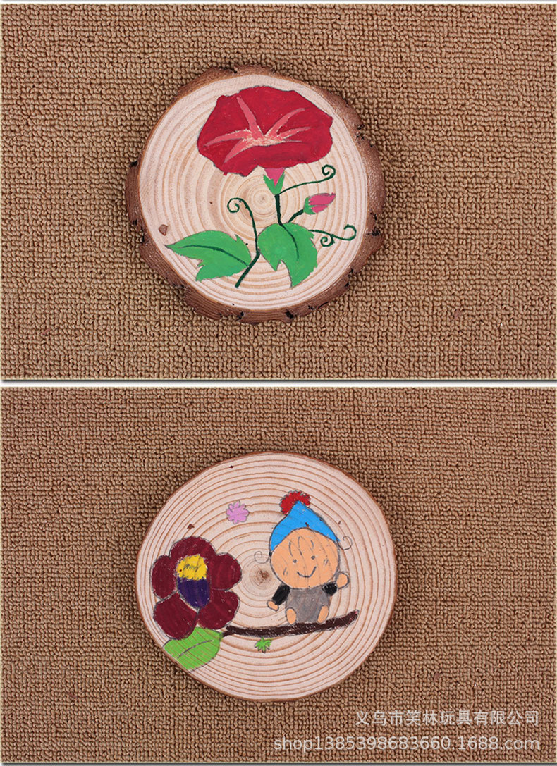 圆木片diy材料手工绘木头画原木片画木桩年轮木板幼儿园环创装饰