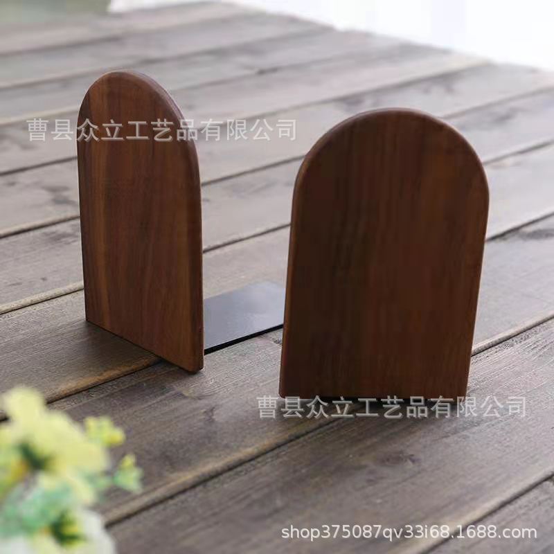 Wooden Book Shelf Black Walnut Wooden Creative Beech Simple Desktop Student Baffle Book End Production Storage Bookend