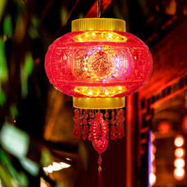 七彩旋转灯笼led走马灯水晶福字装饰灯阳台走廊乔迁春节新年灯笼