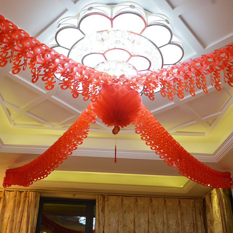 结婚拉花婚房装饰 客厅婚房布置喜字拉花拉喜彩带送挂钩婚庆用品