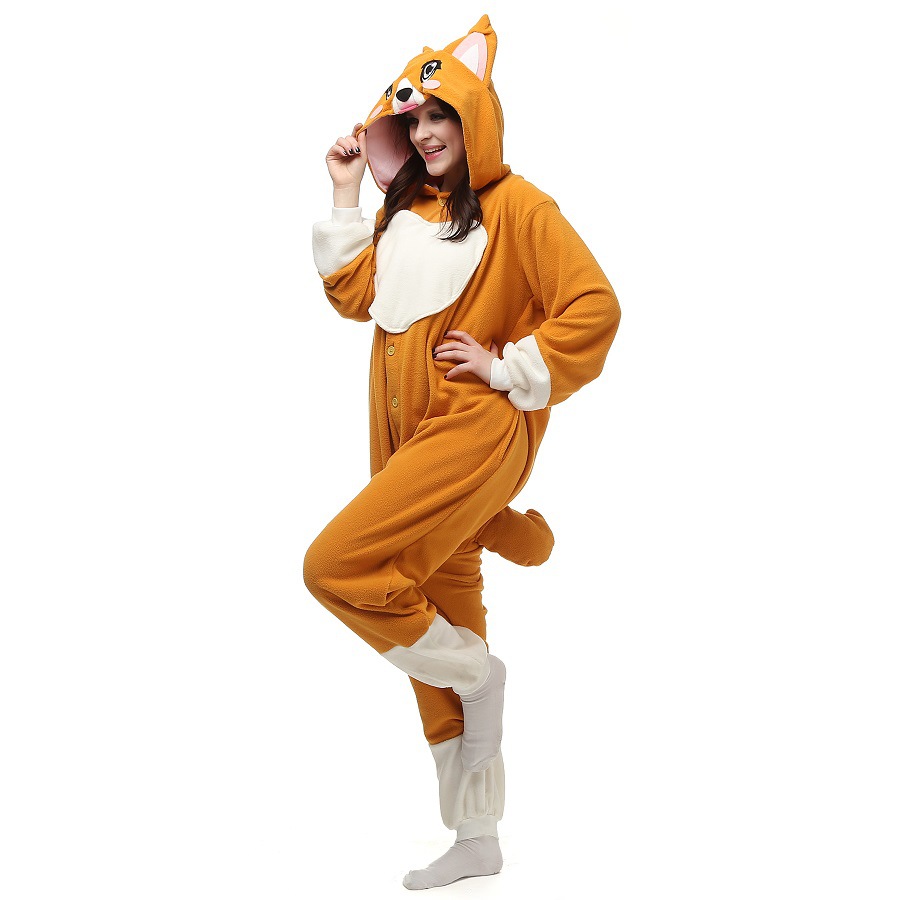 kigurumi卡通动物连体冬睡衣大眼狗秋冬dog爱心狗扮演服一件代发
