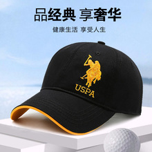 U.S.POLO ASSN.保罗帽子男士纯棉硬顶棒球帽女四季遮阳防晒太阳帽