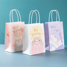 跨境新款生日白牛皮手提袋创意卡通购物纸袋礼品袋子包装现货批发