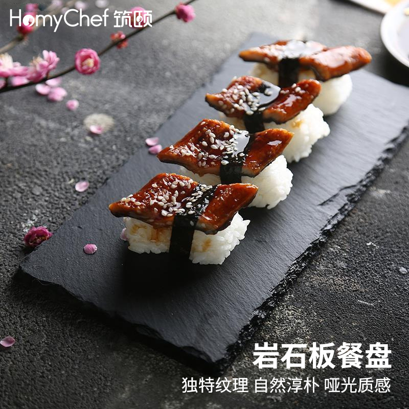 Natural Slate Plate Square Sushi Steak Slate Black Western Food Creative Plate Japanese Barbecue Plate Wholesale