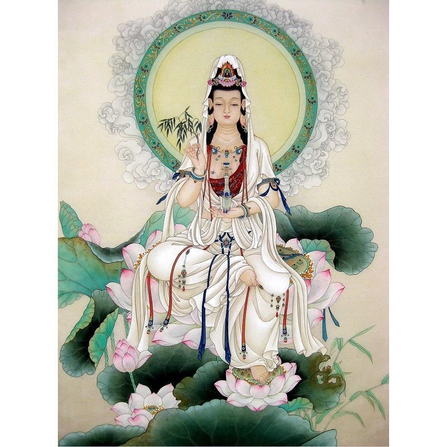 观音佛像挂画像图片结缘净土观世音菩萨佛像挂画唐卡相纸双面塑封