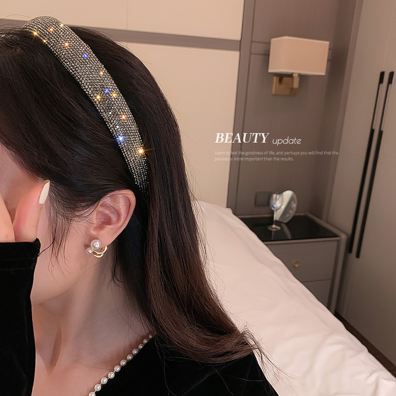 European and American Diamond Super Shiny Elegant Headband Fashionable All-Match Colorful Crystals Hair Band Simple Personality Trendy Internet Celebrity Hair Accessories
