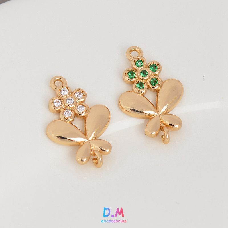 14k包金保色蝴蝶吊坠挂环耳环耳饰流苏珍珠项链手链diy首饰品配件