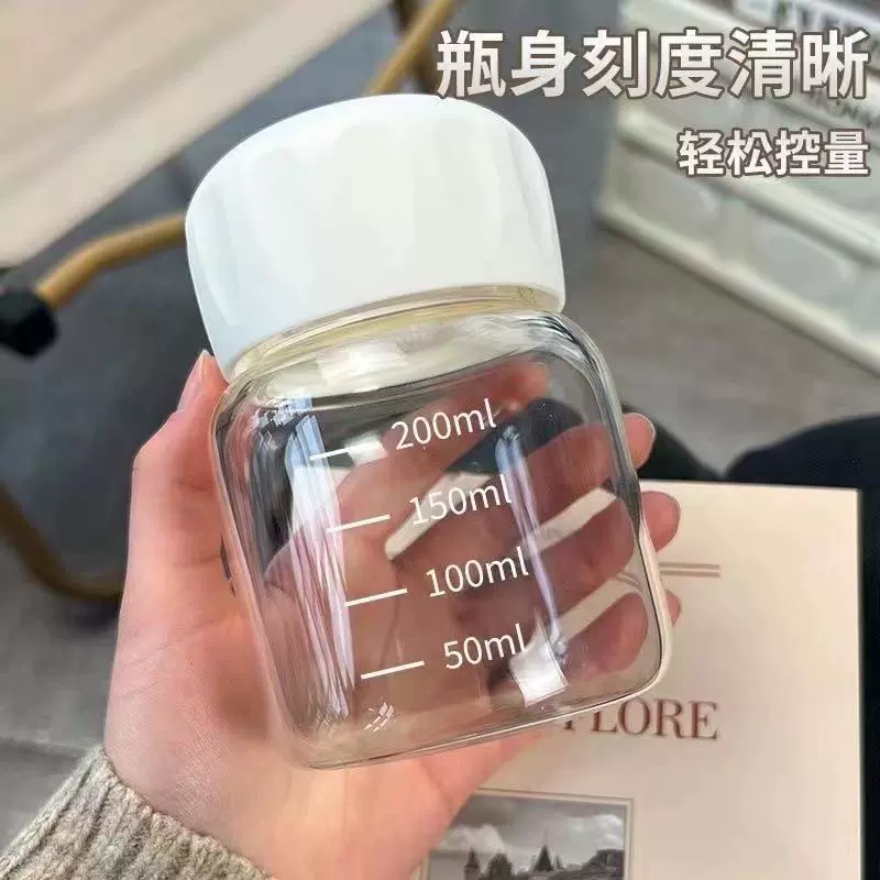 代发包邮网红摇摇胖胖水杯玻璃杯豆浆刻度杯子迷你可爱便携礼品