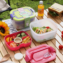 卡通小狗学生双层饭盒大容量旅游便携提手水果餐盒卡扣午餐便当盒