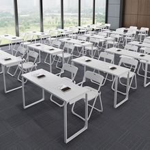 网红辅导班培训桌椅组合简易会议长条桌双层美甲桌中小学生课桌椅
