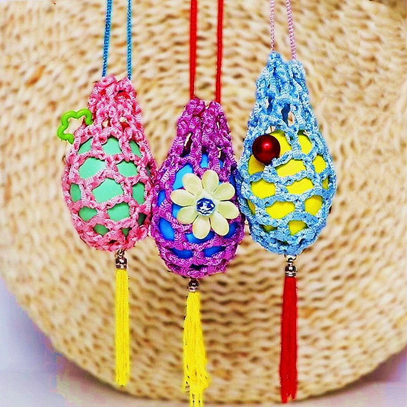 厂家直销端午节幼儿园儿童立夏蛋兜五彩鸡蛋鸭蛋挂脖蛋网蛋袋成品