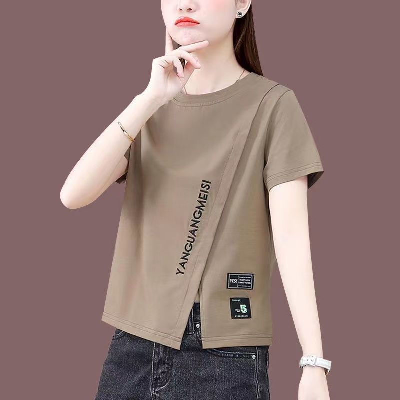 new small-sized short-sleeved t-shirt for women ins trendy 2022 new summer korean style sense of design slimming and short top clothes