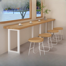 矮吧台桌 工业风便利店小吃店酒吧长条桌子 靠墙窄餐桌椅组合