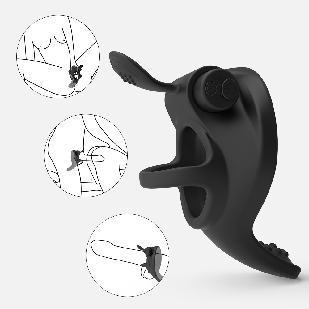 男用锁精震动环自慰器多频双马达阴茎按摩锻炼夫妻调情性用品