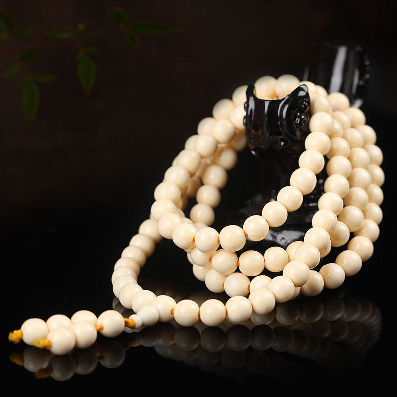 正品猛犸象牙文玩饰品108颗圆珠佛珠念珠多圈单圈手串手链收藏品