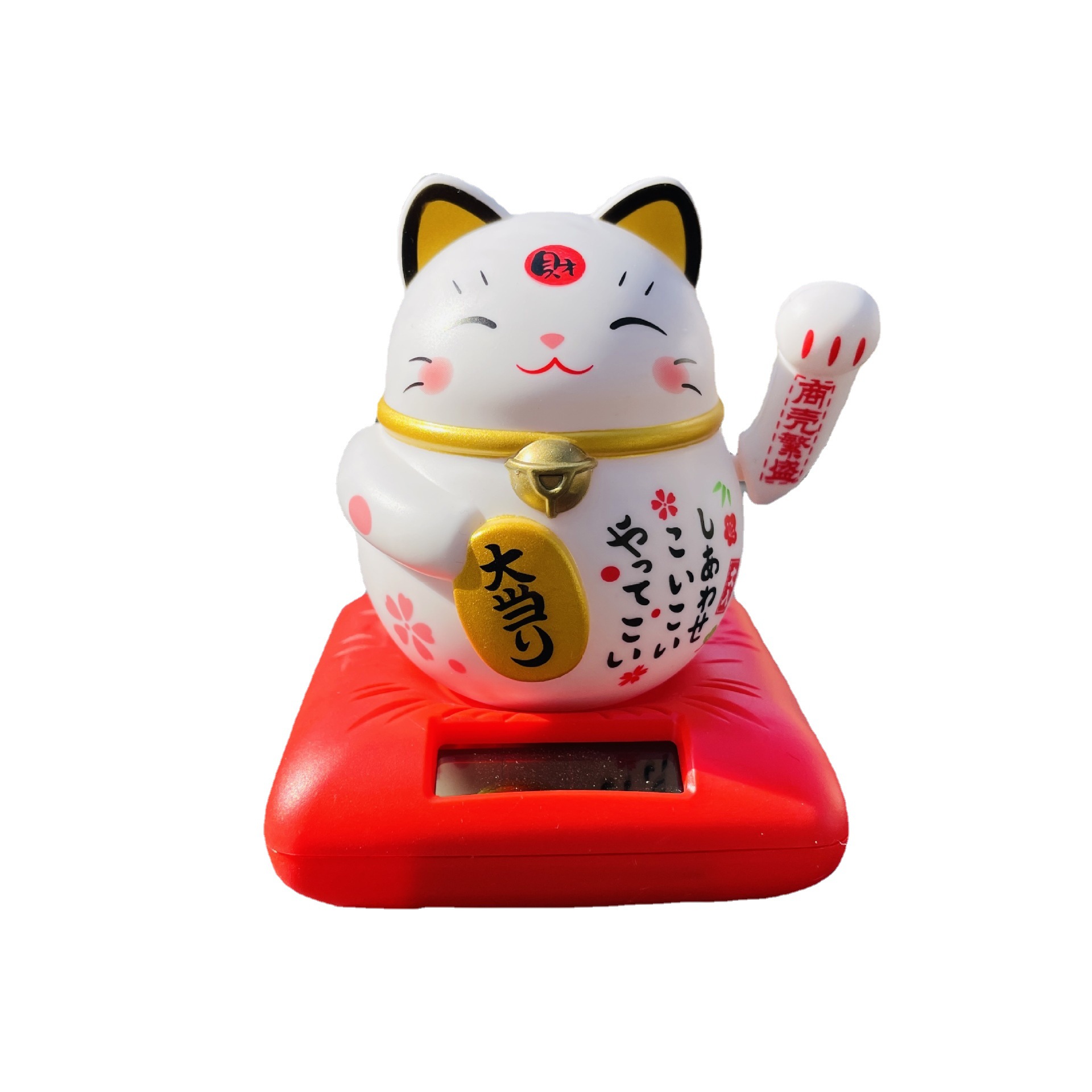 2021保平安中式幸运猫 创意太阳能招财猫汽车摆件 工艺品日式礼品