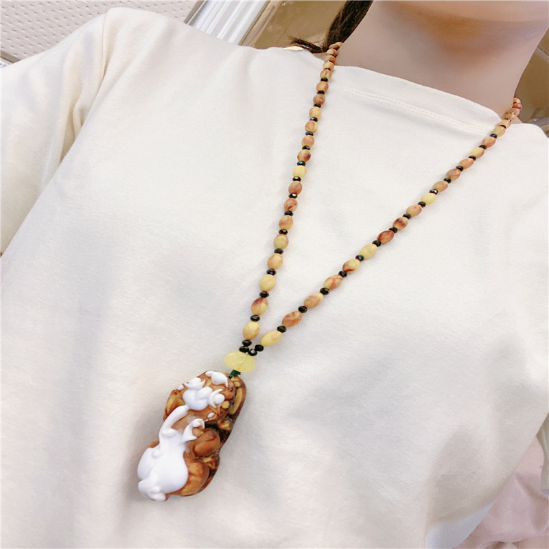 新款仿龙涎香龙牌毛衣链自然留香招财貔貅吊坠直播一件代发饰品