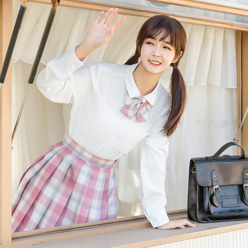 小椿jk制服实拍衬衫格子裙现货百褶裙春夏季学院风学生半身裙衬衫