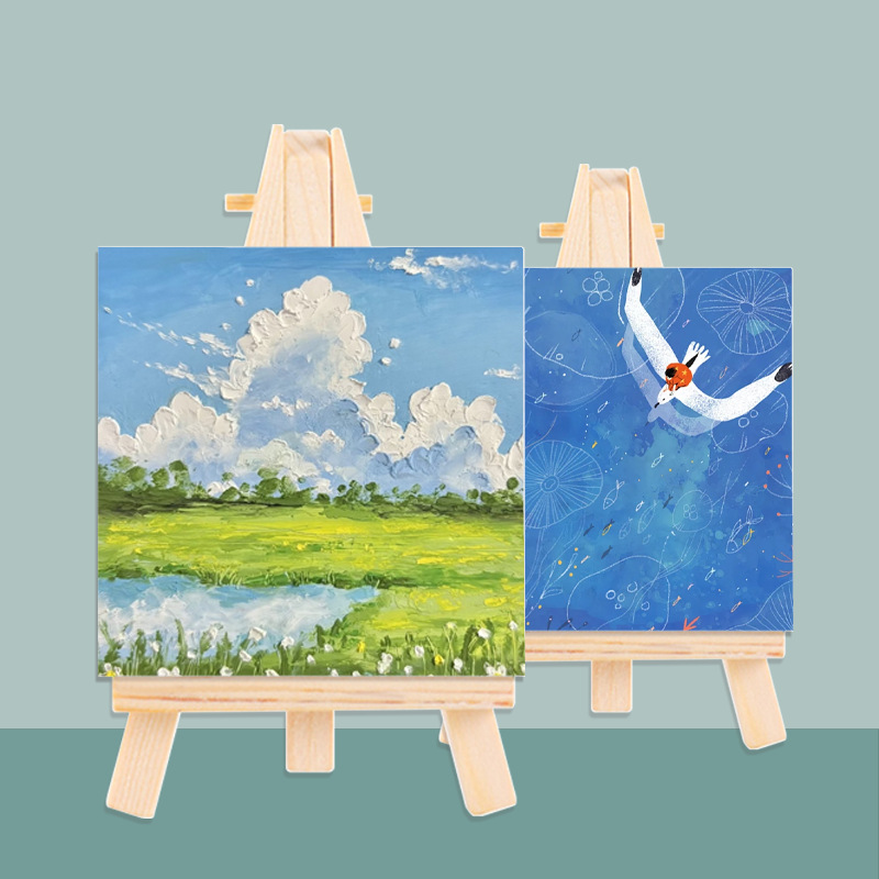 迷你7*12.5+7*7画架画板套装帆布油画框油画架涂鸦儿童木质画架
