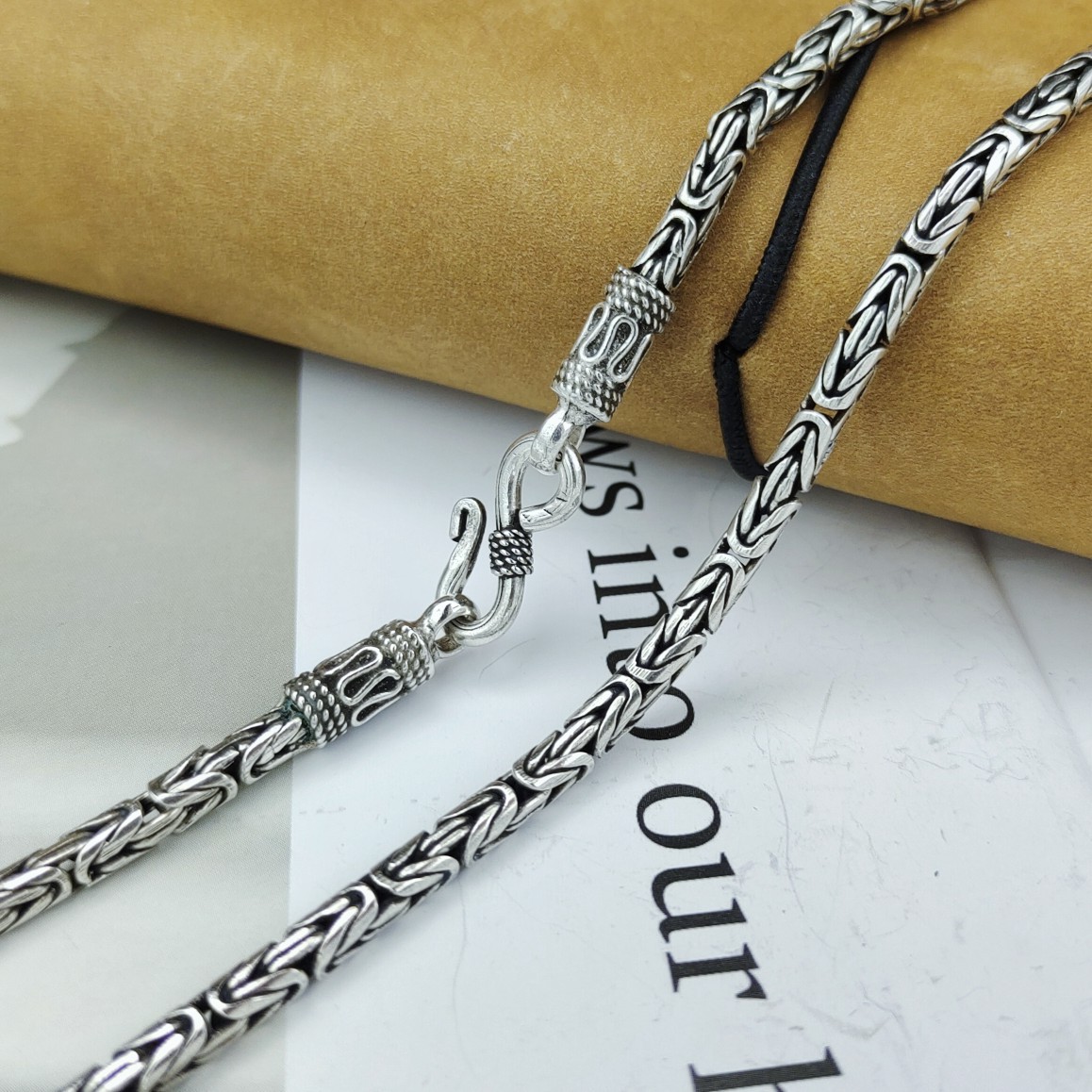 民族复古手工泰银男士纯银925项链潮男霸气潮人个性嘻哈男款首饰