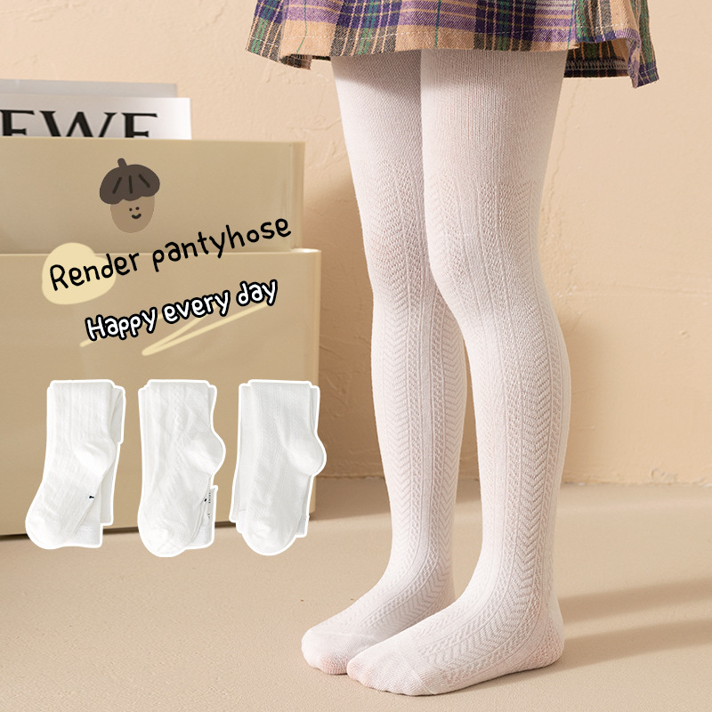 2024夏季新款儿童网眼裤袜女童纯白色袜裤宝宝打底裤甜美防蚊裤袜