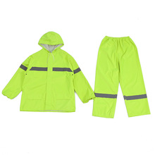 厂家批发牛津布分体式反光雨衣套装荧光绿环卫劳保执勤雨衣