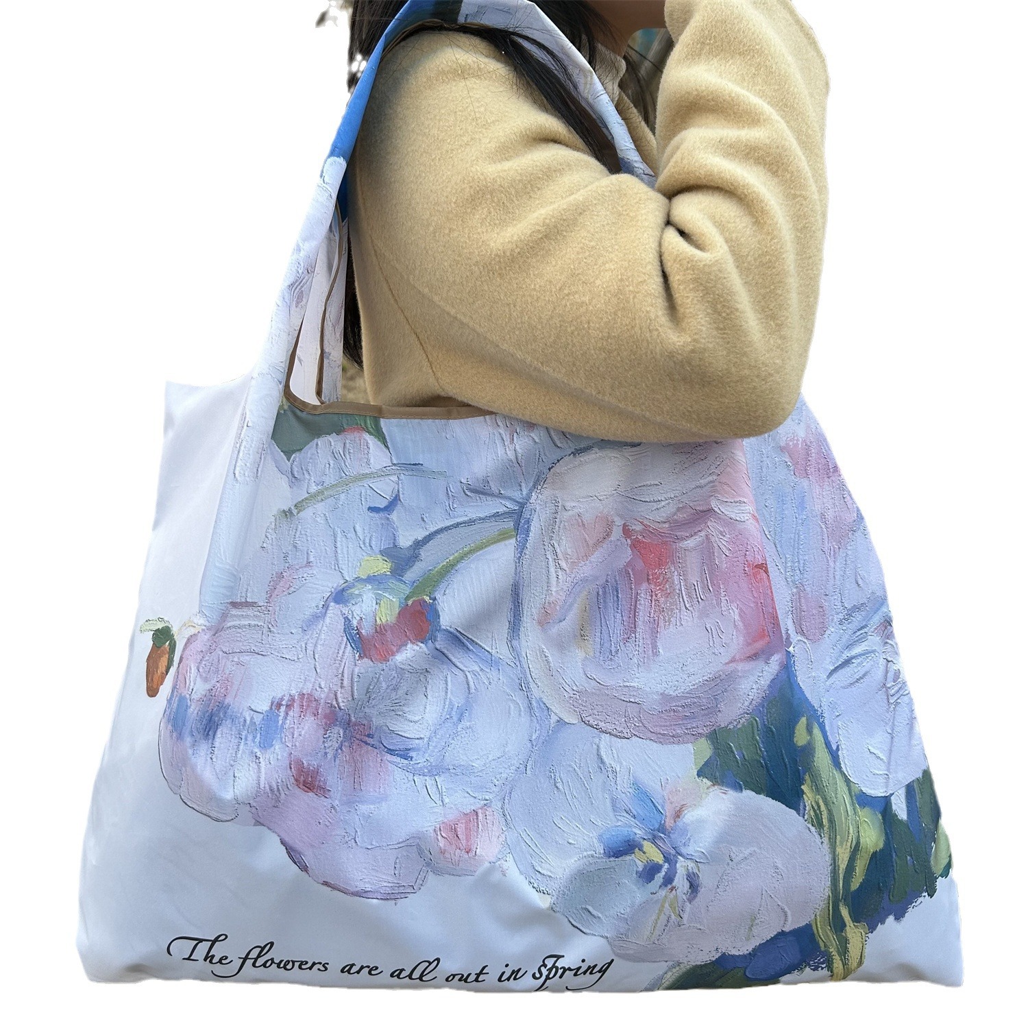 New Foldable Environmental Protection Travel Portable Supermarket Large Capacity Single Shoulder Shopping Bag Women's Shopping Bag