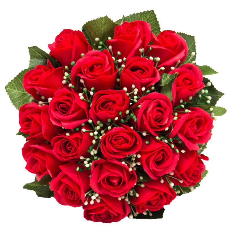 新娘手捧花香皂花结婚缎带手捧花束永生花仿真红玫瑰花摄影婚礼