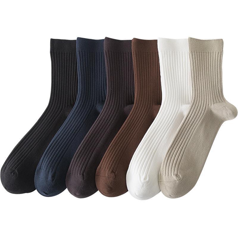 Men's Socks Cotton Socks Black Mid-Calf Length Long Socks Korean Style Autumn and Winter Four Seasons Deodorant Sweat-Absorbent Business Athletic Socks Ins Fashion