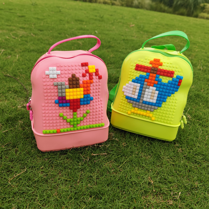 儿童积木书包小颗粒积木收纳玩具男孩女孩背包送400粒积木