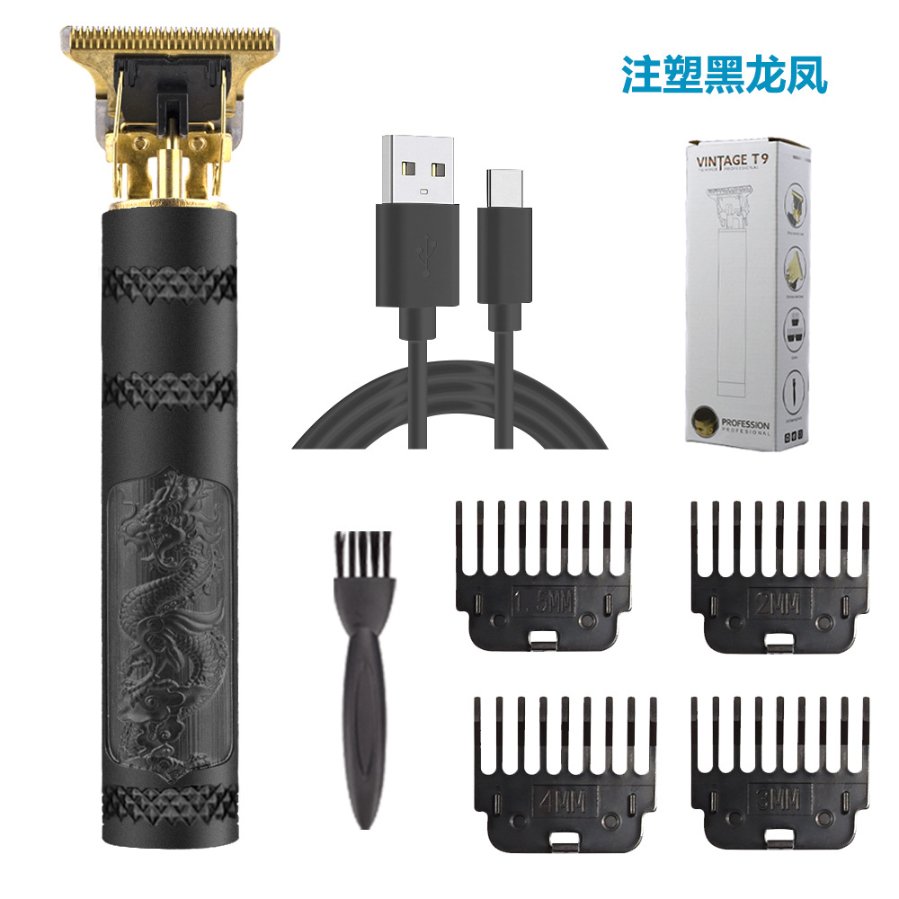 Cross-Border Household Electric Hair Clipper Plastic Buddha Head Dragon Pattern Oil Head Electric Clipper Hair Shaver Retro Electric