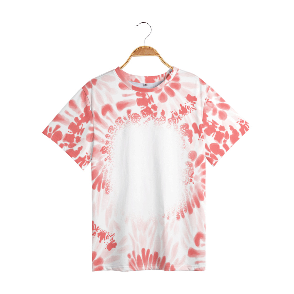 Tie-Dyed T-shirt Conch Circle Pattern Top Sublimation Loose Design Short Sleeve round Neck Parent-Child Wear Ins Fashion