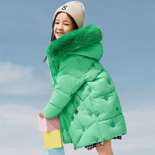 鸭鸭正品女童羽绒服儿童中长2022款新款韩版中大童冬季加厚外套