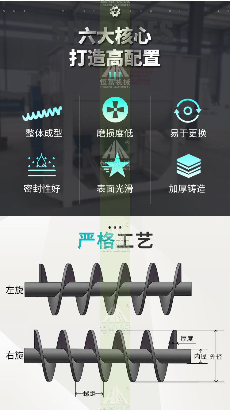 恒富机械螺旋杆式上料叶片 厂家供应定制绞龙叶片 螺旋弹簧无轴