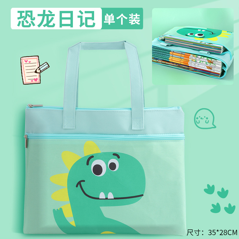 Double-Layer Cartoon A4 File Bag Wholesale Portable Zipper Bag File Bag Primary School Student Information Bag Subject Classification Bag