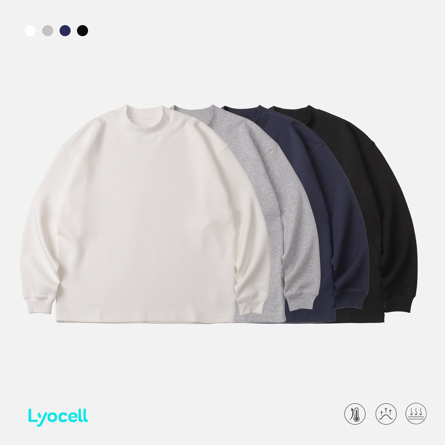 TRS男装丨25AW定番莱赛尔舒适保暖圆领宽松半高领打底长袖T恤