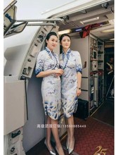 厦航空姐制服气质连衣裙套装中式青花瓷高端大气礼仪小姐服装酒店