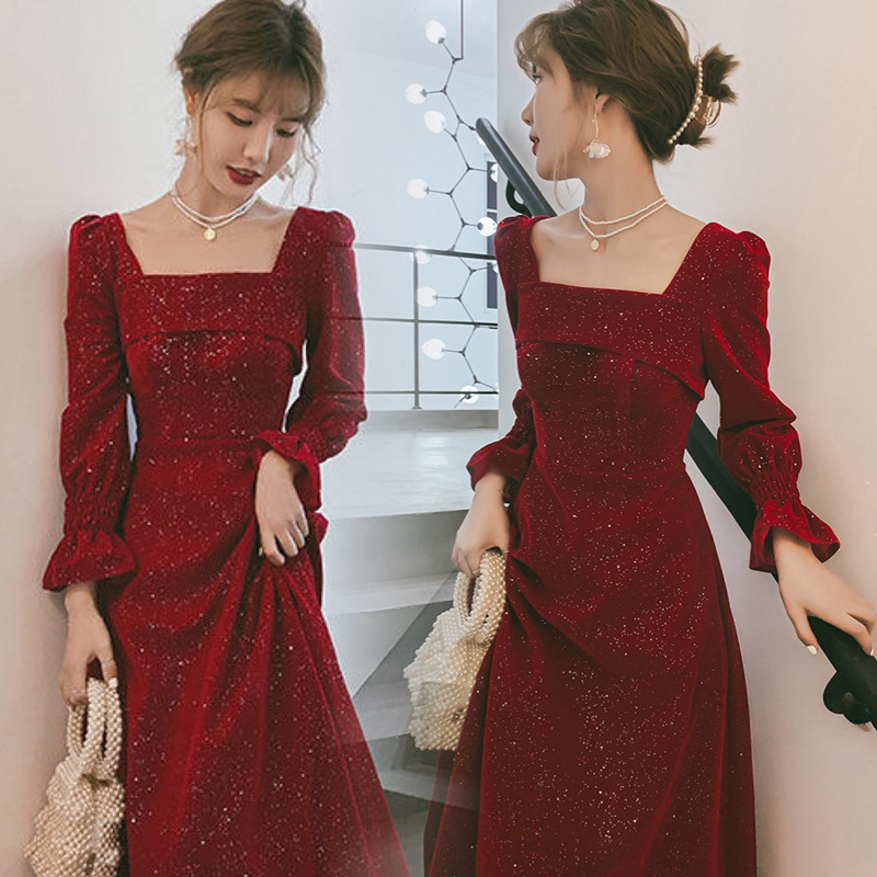 敬酒服新娘新款感订婚连衣裙回门宴会红色晚礼服气质平时可穿