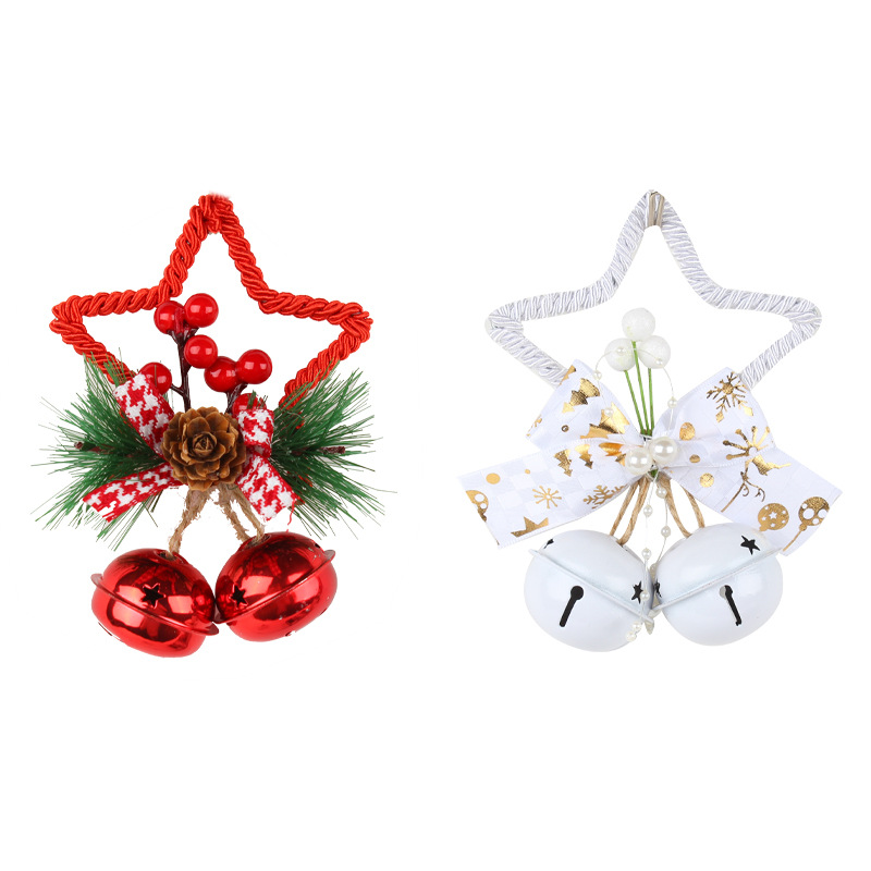 Hong Kong Love Christmas Five-Pointed Star Bell Accessories Pendant DIY Christmas Tree Ornaments Bow Bell Showcase Tool