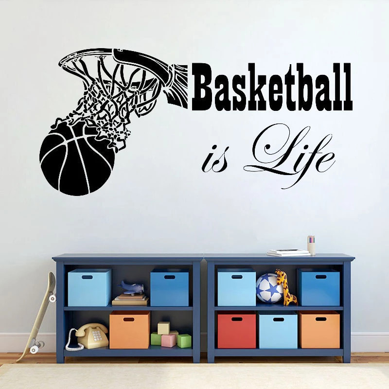 basketball is life篮球球框墙贴花wall decor跨境亚马逊dw14335